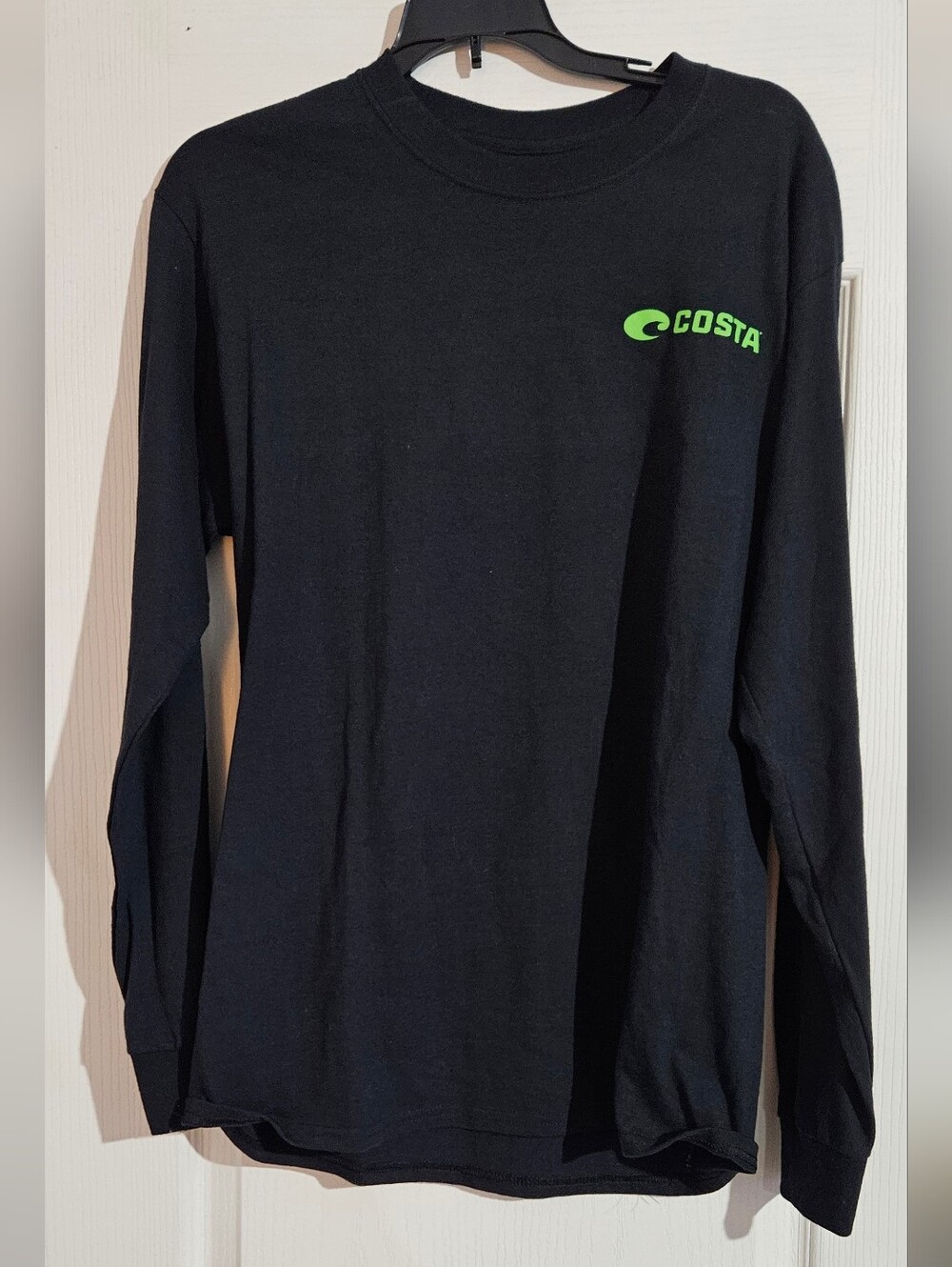 Costa Men's Long Sleeve Tee - Black with Neon Green Logo